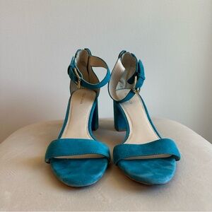 Cole Haan Teal Suede Heeled Sandals